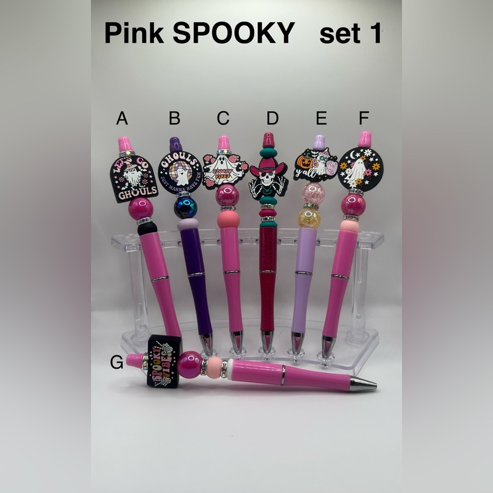 6 piece Halloween/Fall themed BEADED PENS